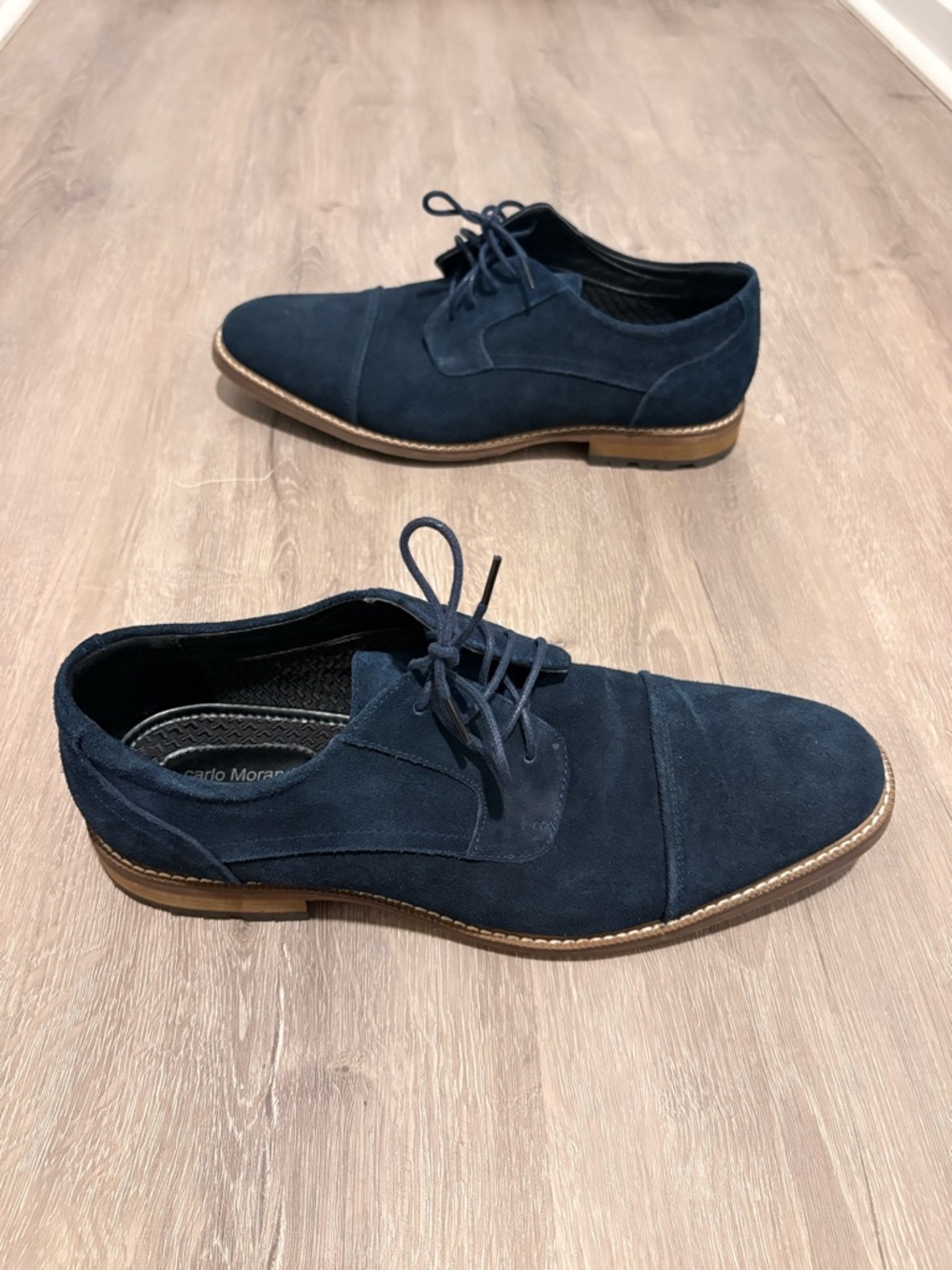 Men's Carlo Morandi Navy Suede Lace-Up Dress Shoes -